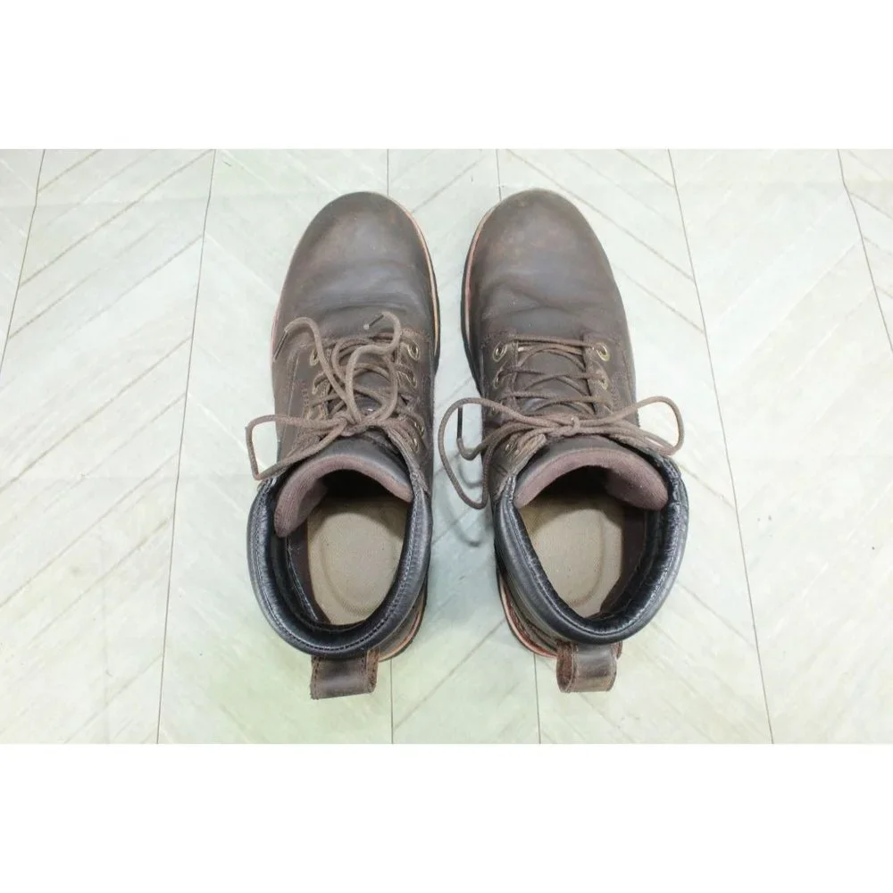 LL Bean Brown Leather Plain-Toe Bucksport Vibram Sole Work Boots Size 10 M - Picture 6 of 9